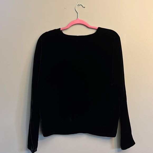 Eileen Fisher Silk Velvet V-Neck Long Dolman Sleeve Boxy Top - Picture 5 of 10